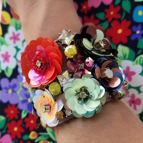 J. Crew Jewelry - J. Crew Blooming Sequin Paillete Cuff, Multi-colored, Price Firm